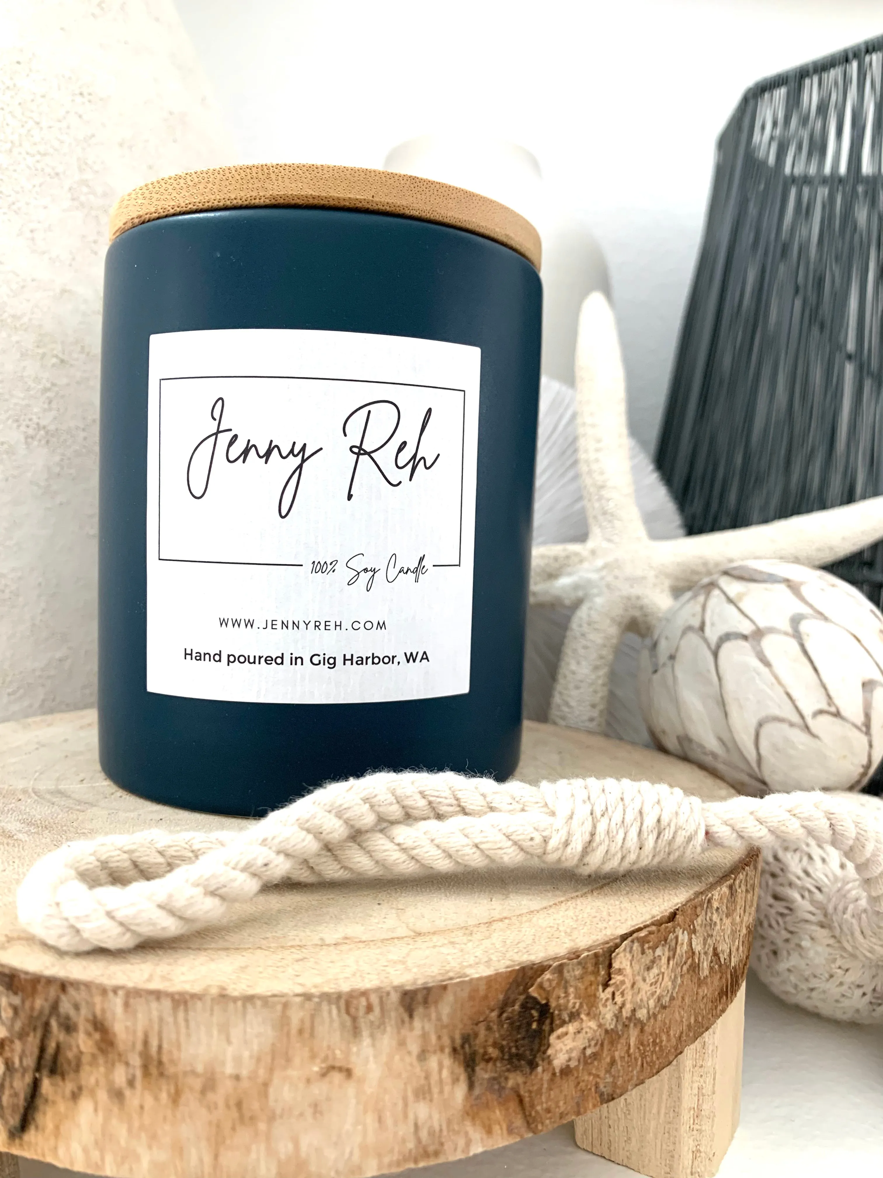 12oz Ceramic Soy Candles with Bamboo Lid