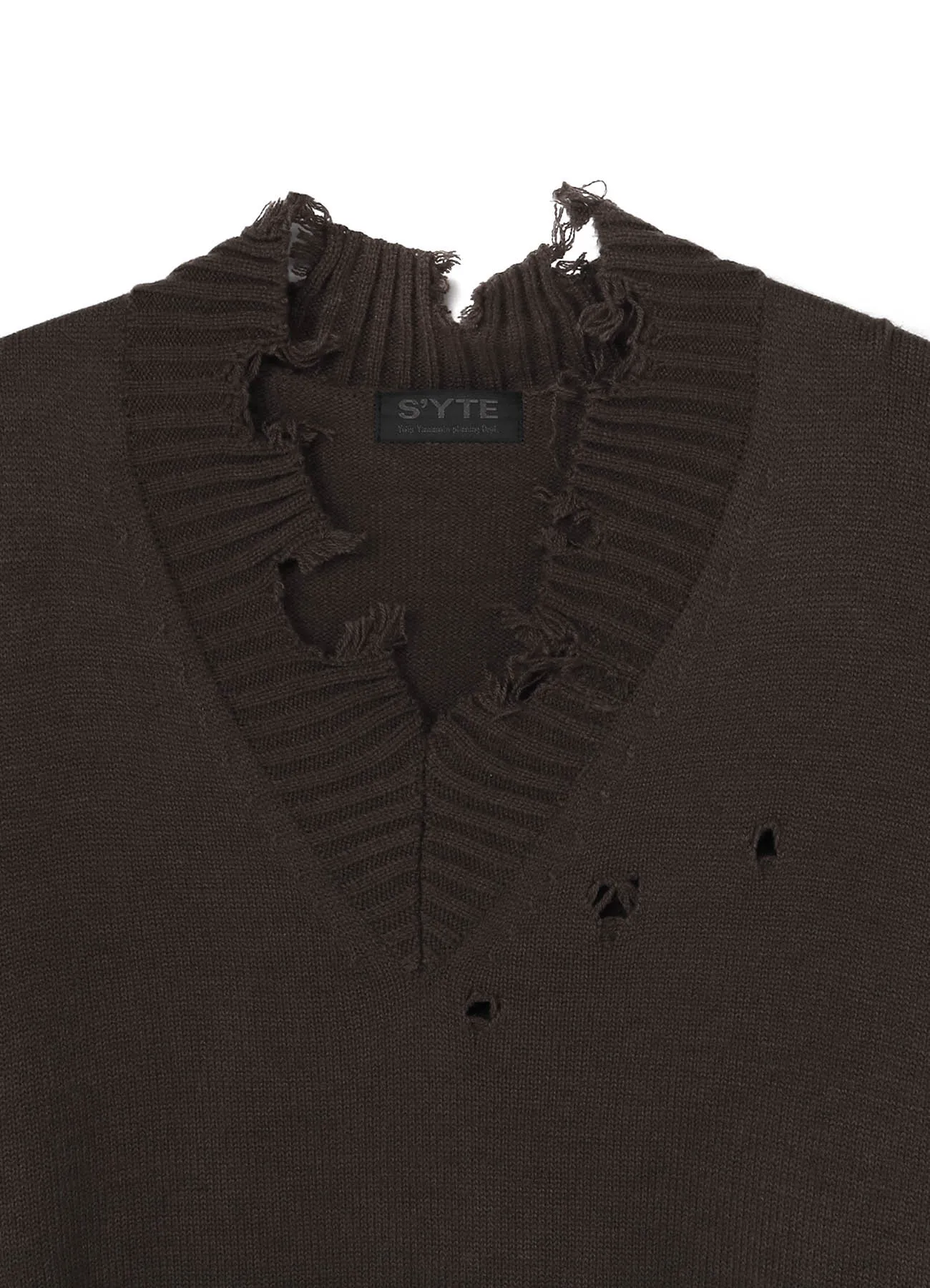 7G BULKY WOOL DAMAGE V NECK PULLOVER