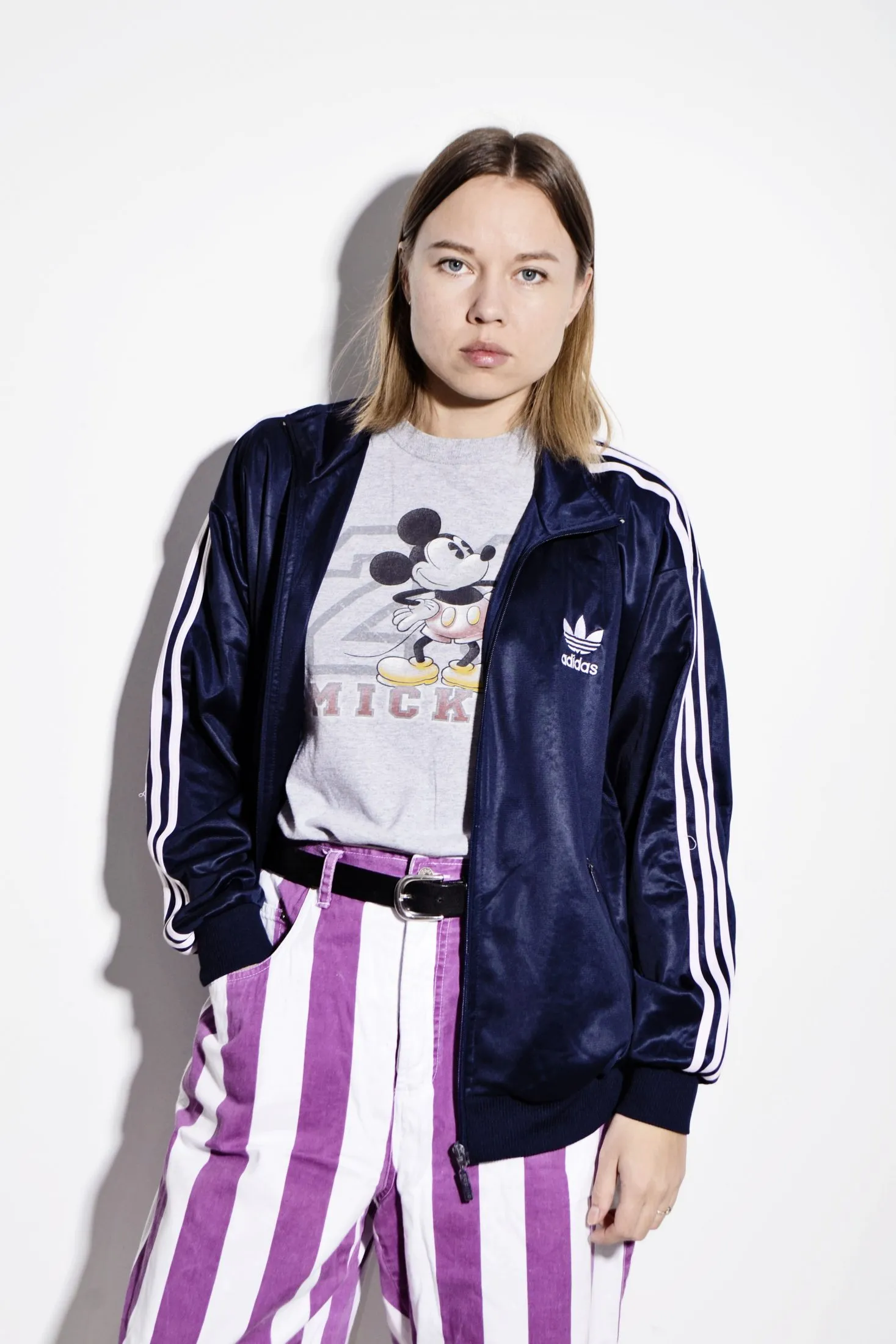 Adidas Originals retro 70’s style track jacket in blue