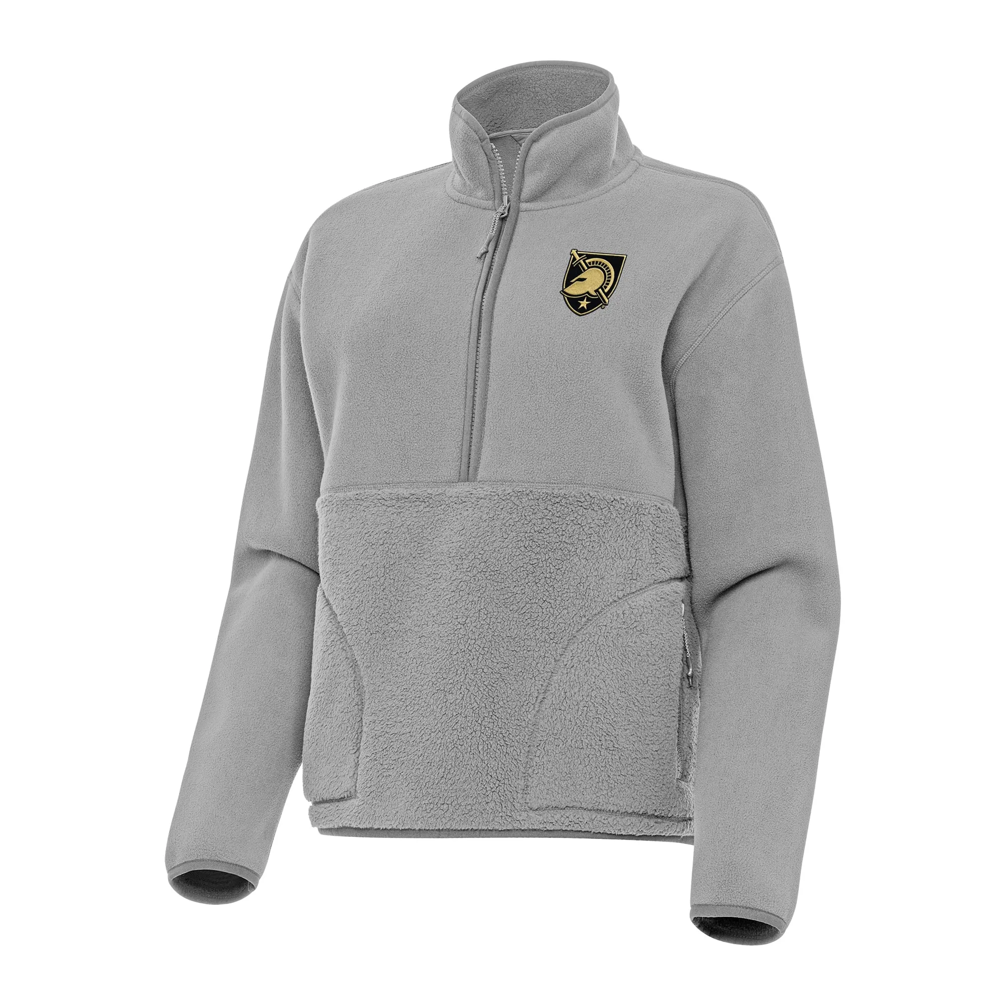 Antigua Army Black Knights Women's Gray Figure Half-Zip Pullover Sweatshirt