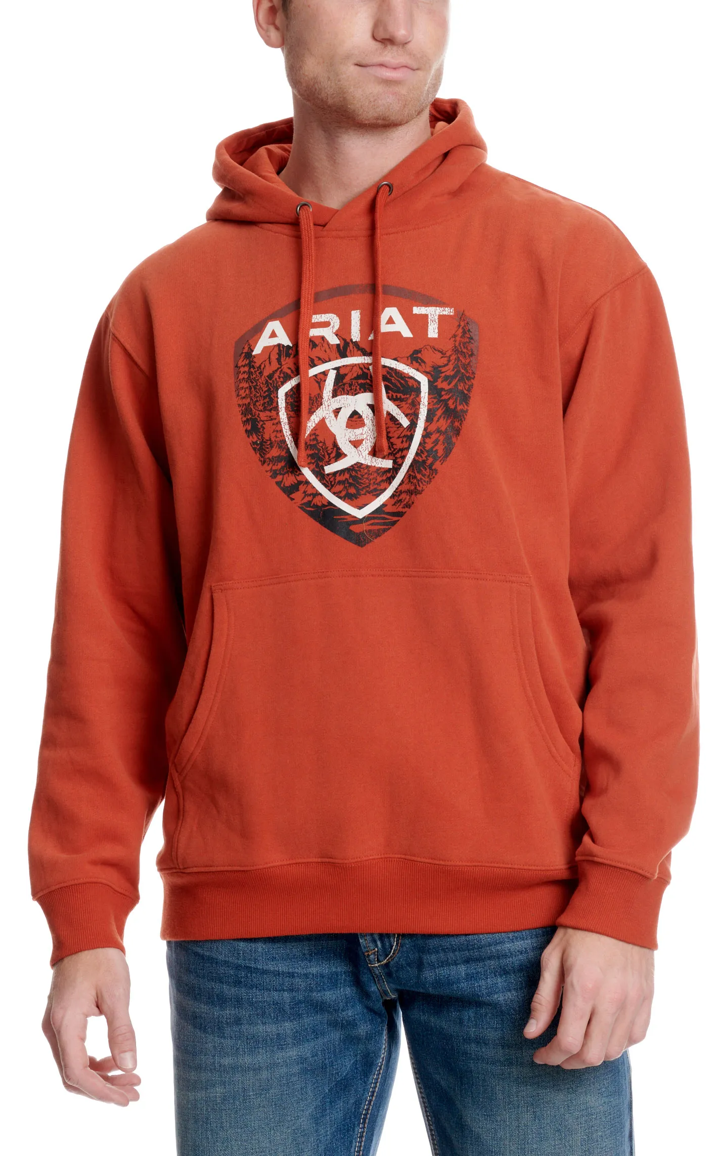 Ariat Men's Dark Tangerine & Shield Mountain Forest Graphic Hoodie