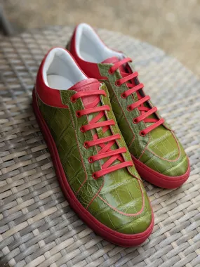 Ascot Sneakers - Olive Green Crocodile