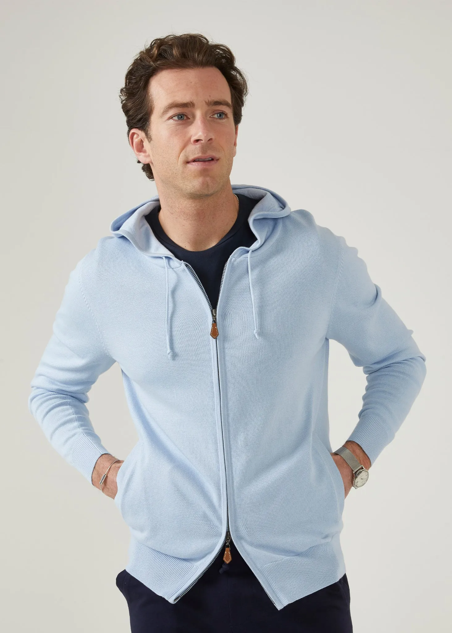 Ashbury Men's Zip Front Hoodie In Bluebell - Alan Paine UK