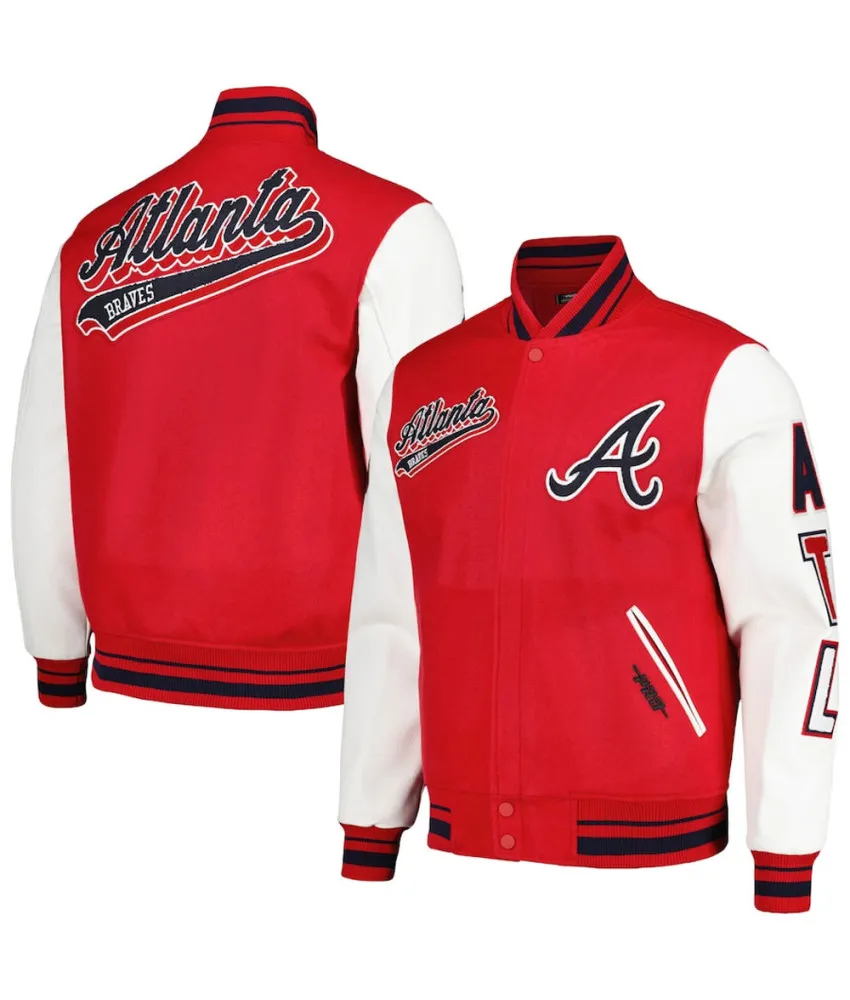 Atlanta Braves Script Tail Red and White Varsity Jacket 