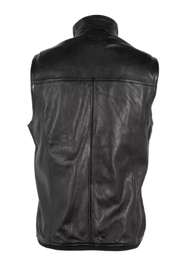 Black men's leather vest 14875