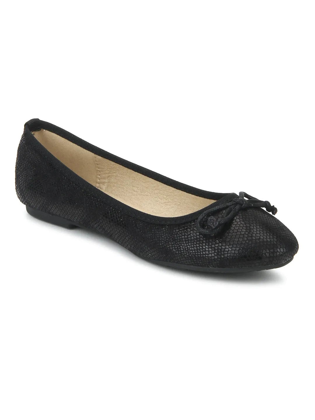 Black Snake Print Ballerina Flats