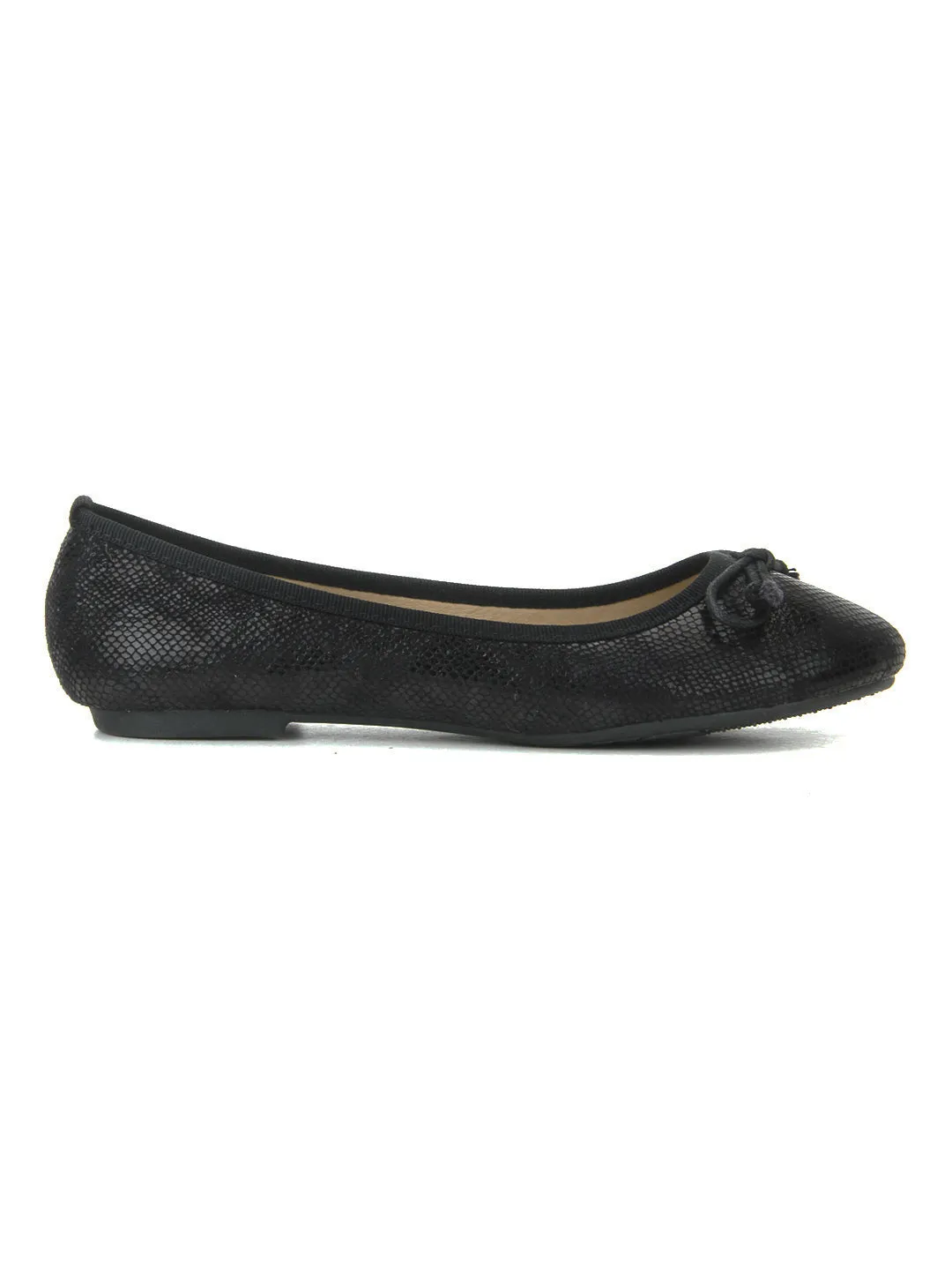 Black Snake Print Ballerina Flats