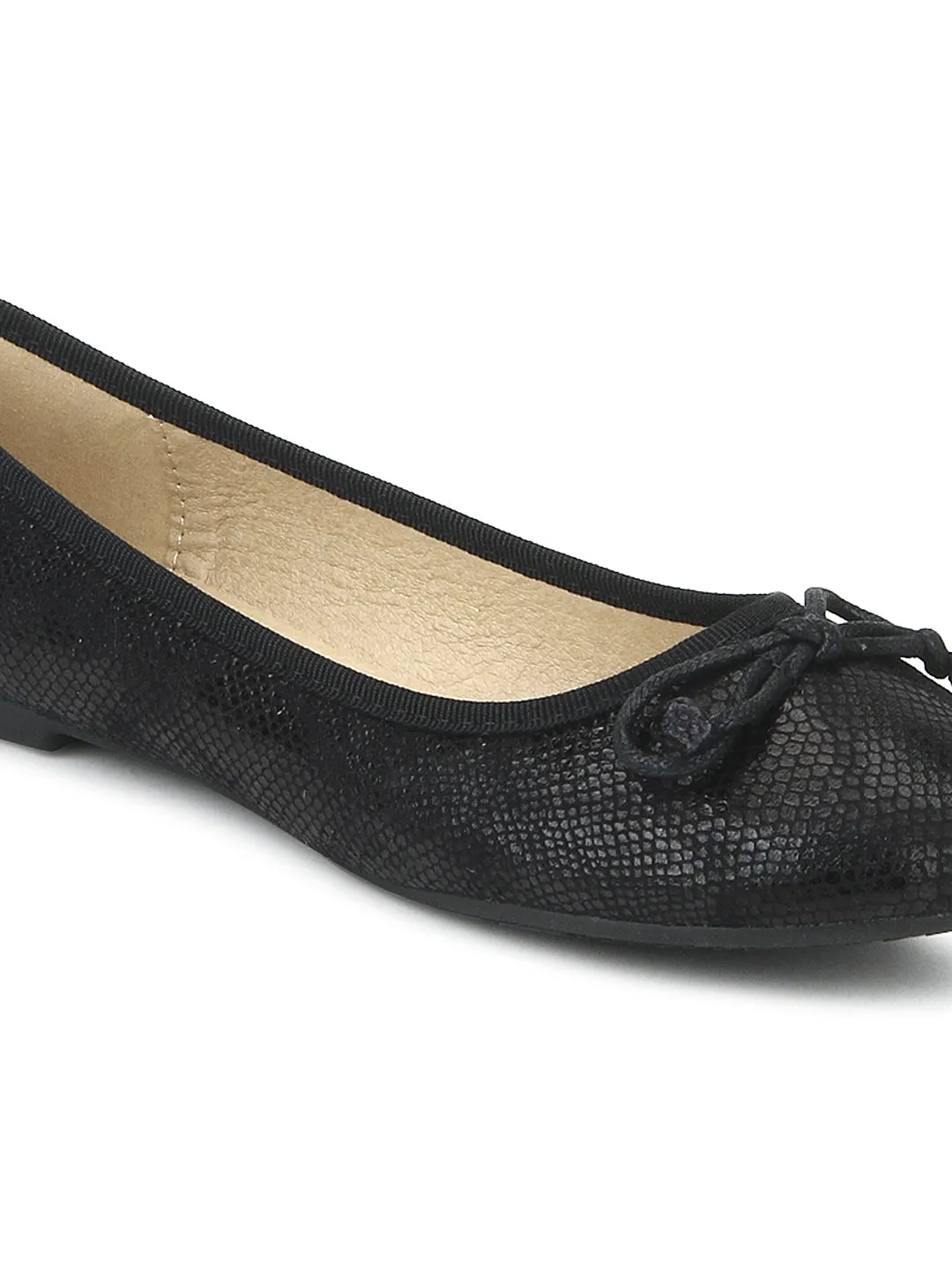 Black Snake Print Ballerina Flats