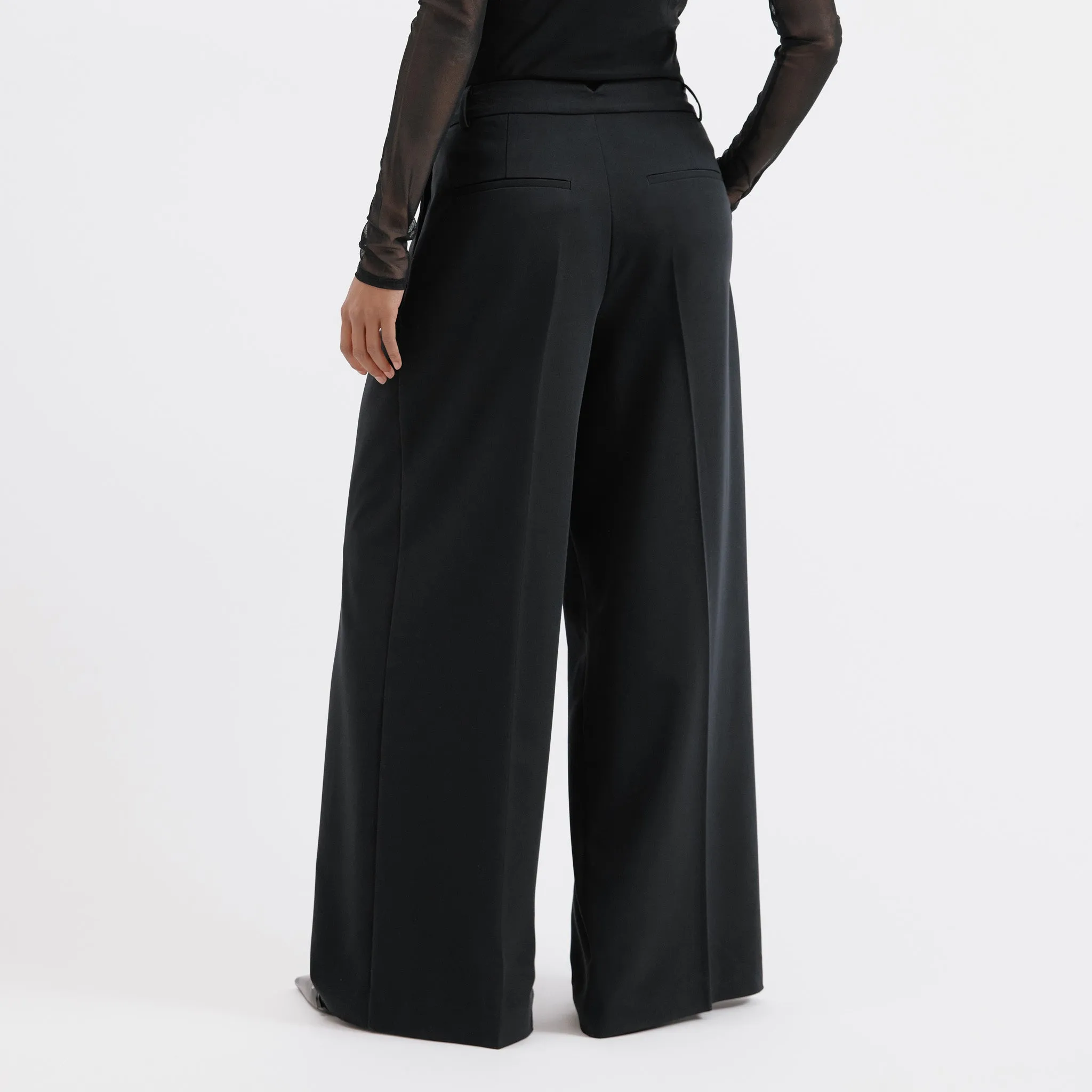 Black Tailored Pleat Trousers