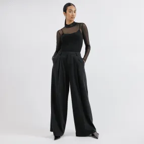 Black Tailored Pleat Trousers