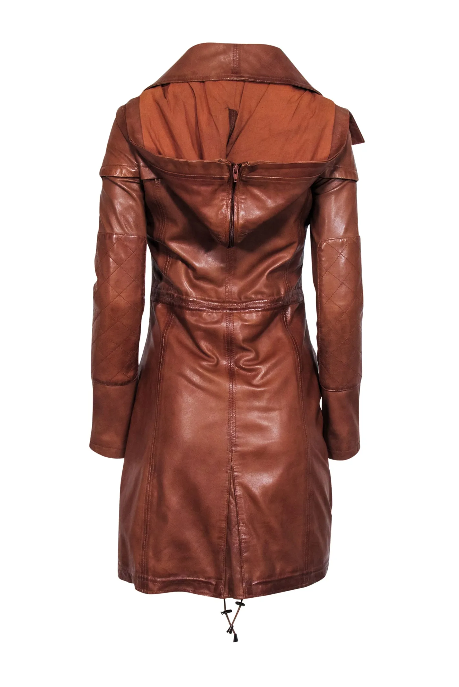 Bod & Christensen - Chestnut Brown Long Leather Jacket Sz S