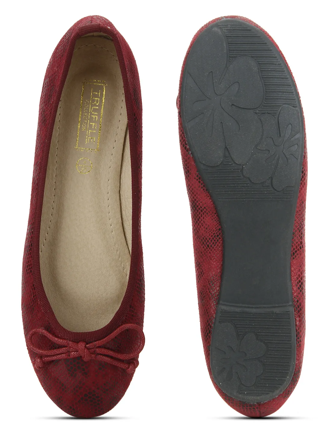 Bordo Snake Print Ballerina Flats