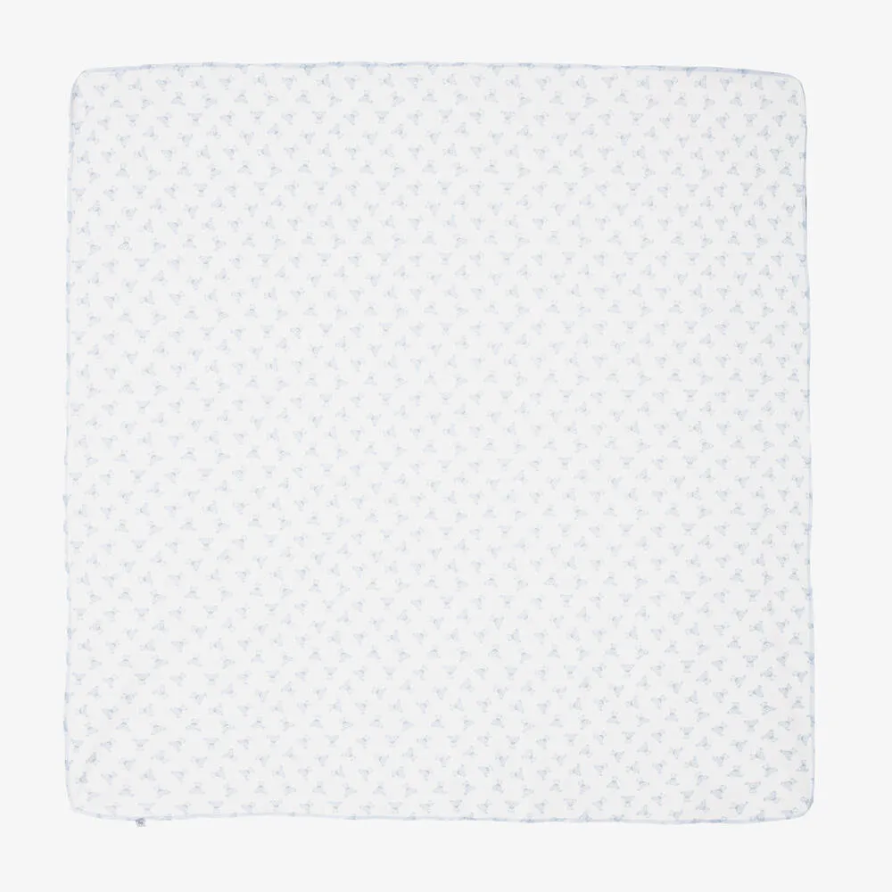 Boys White & Blue Pima Cotton Blanket (100cm)