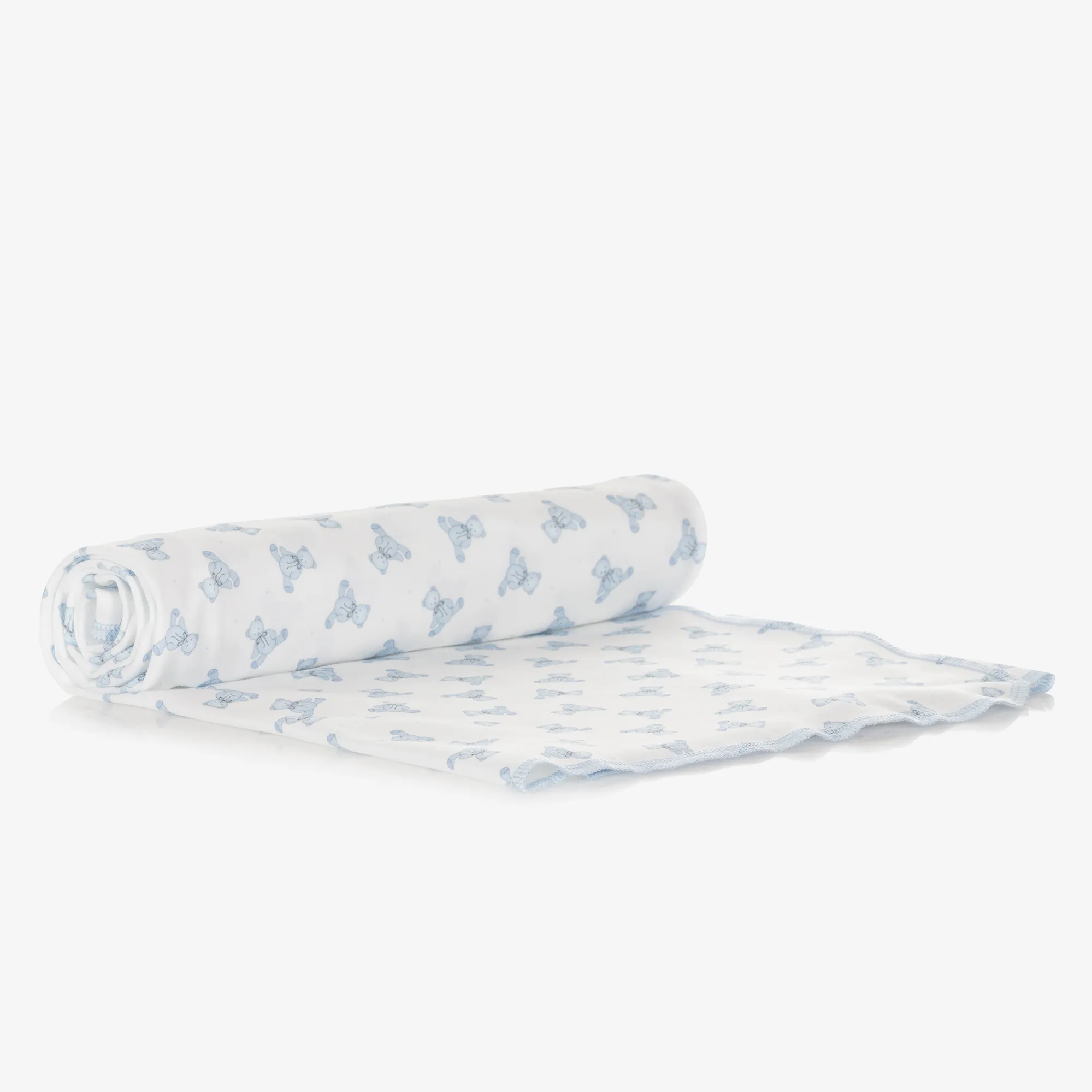 Boys White & Blue Pima Cotton Blanket (100cm)