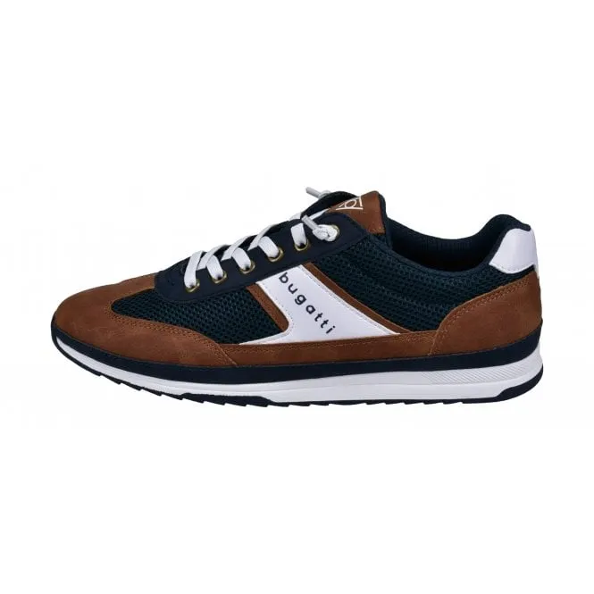 Bugatti  Mens 321-A3A01-6959-4163 Riptide Dark Blue/Cognac Lace-Up Trainers