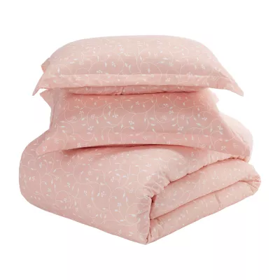 Casual Comfort Premium Ultra Soft Pink Buds Duvet Cover Set