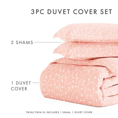 Casual Comfort Premium Ultra Soft Pink Buds Duvet Cover Set