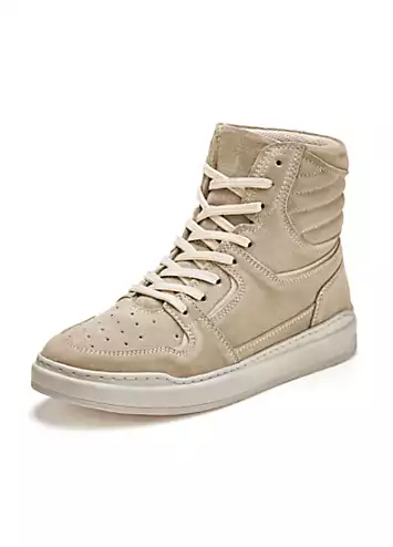 Casual Hi-Top Leather Trainers by Elbsand | Look Again