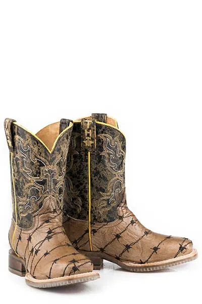 Children's Tin Haul Brown Barbed Wire Western Boot #14-018-0077-0850BR