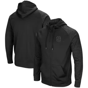 Colosseum NC State Wolfpack Black Blackout 3.0 Tonal Raglan Full-Zip Hoodie