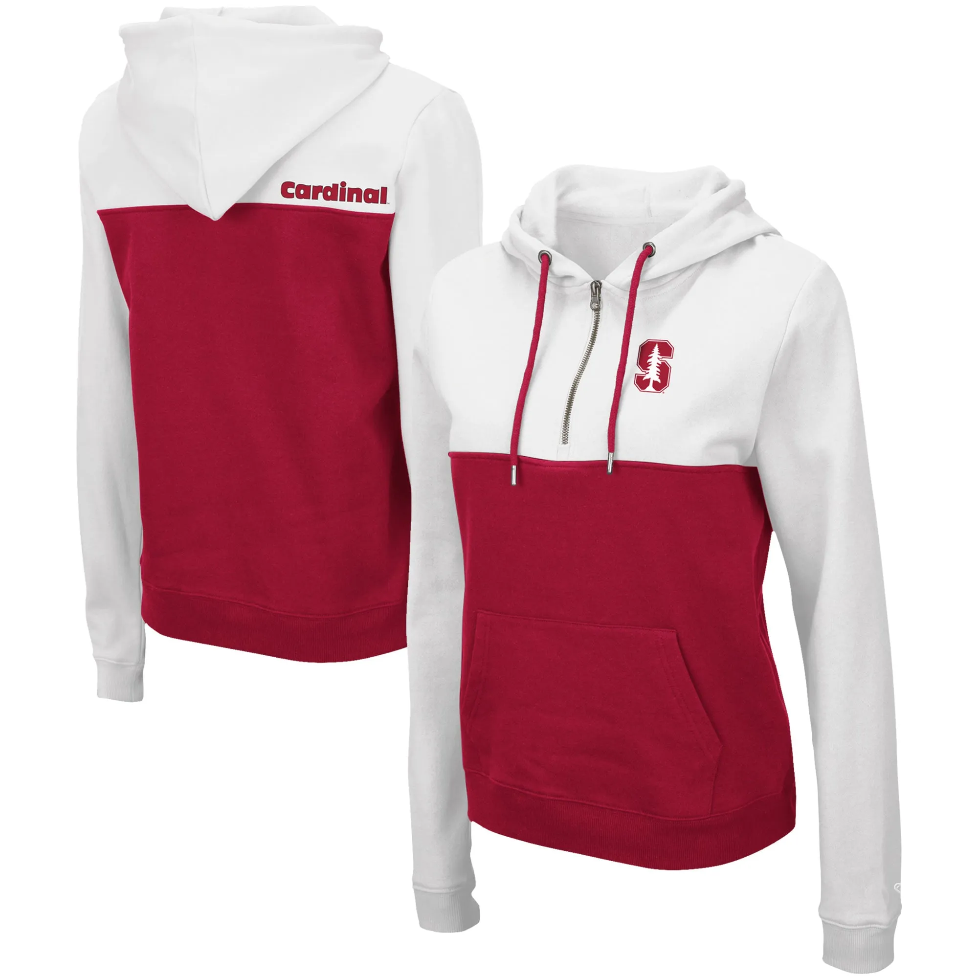 Colosseum Stanford Cardinal Women's White/Cardinal Aidan Lightweight Half-Zip Hoodie