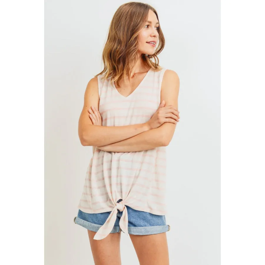 Cotton Bleu by Nu Label Sleeveless Front Tie Striped Top