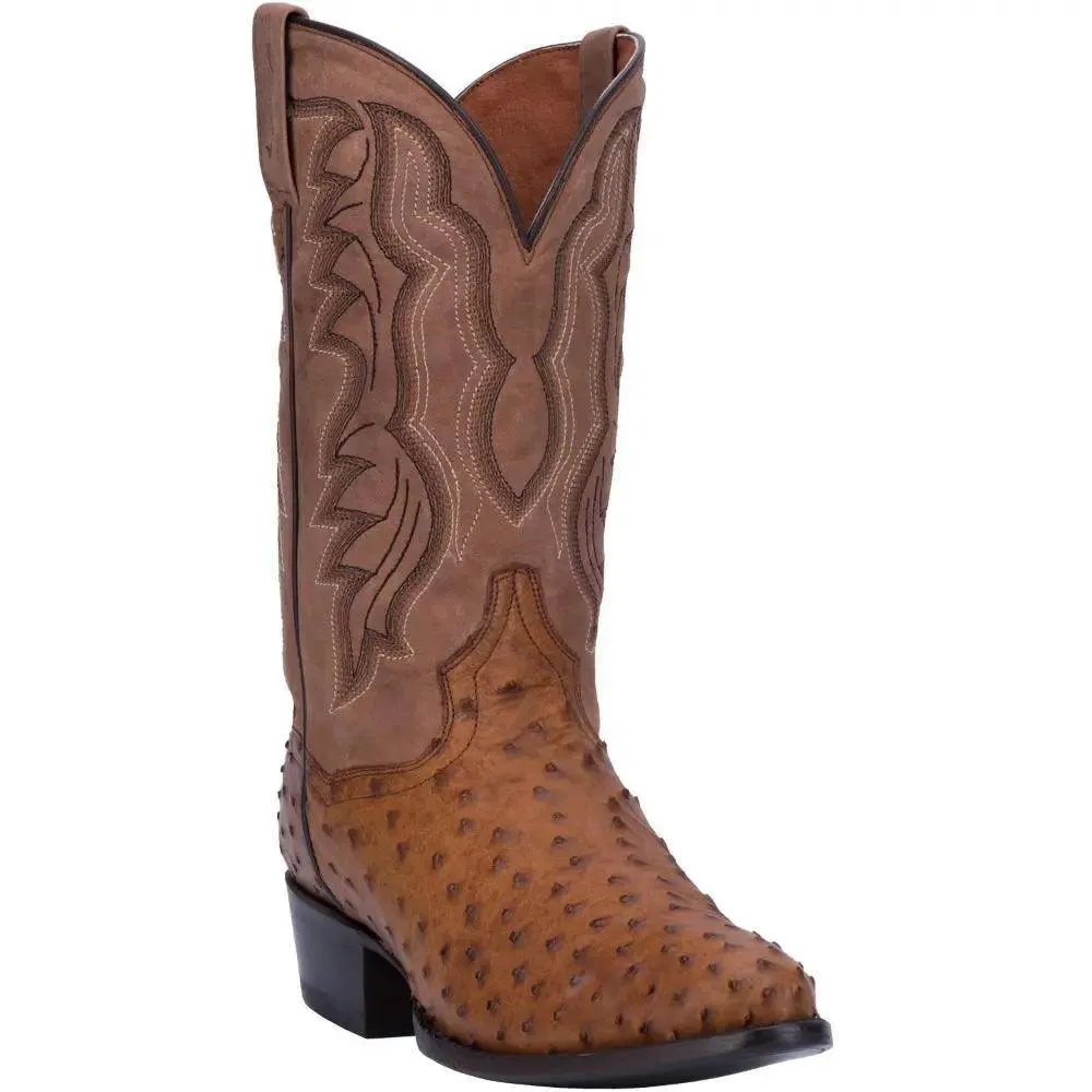 Dan Post  Saddle Brown-Chocolate Tempe Full Quill Ostrich Boot DP2323