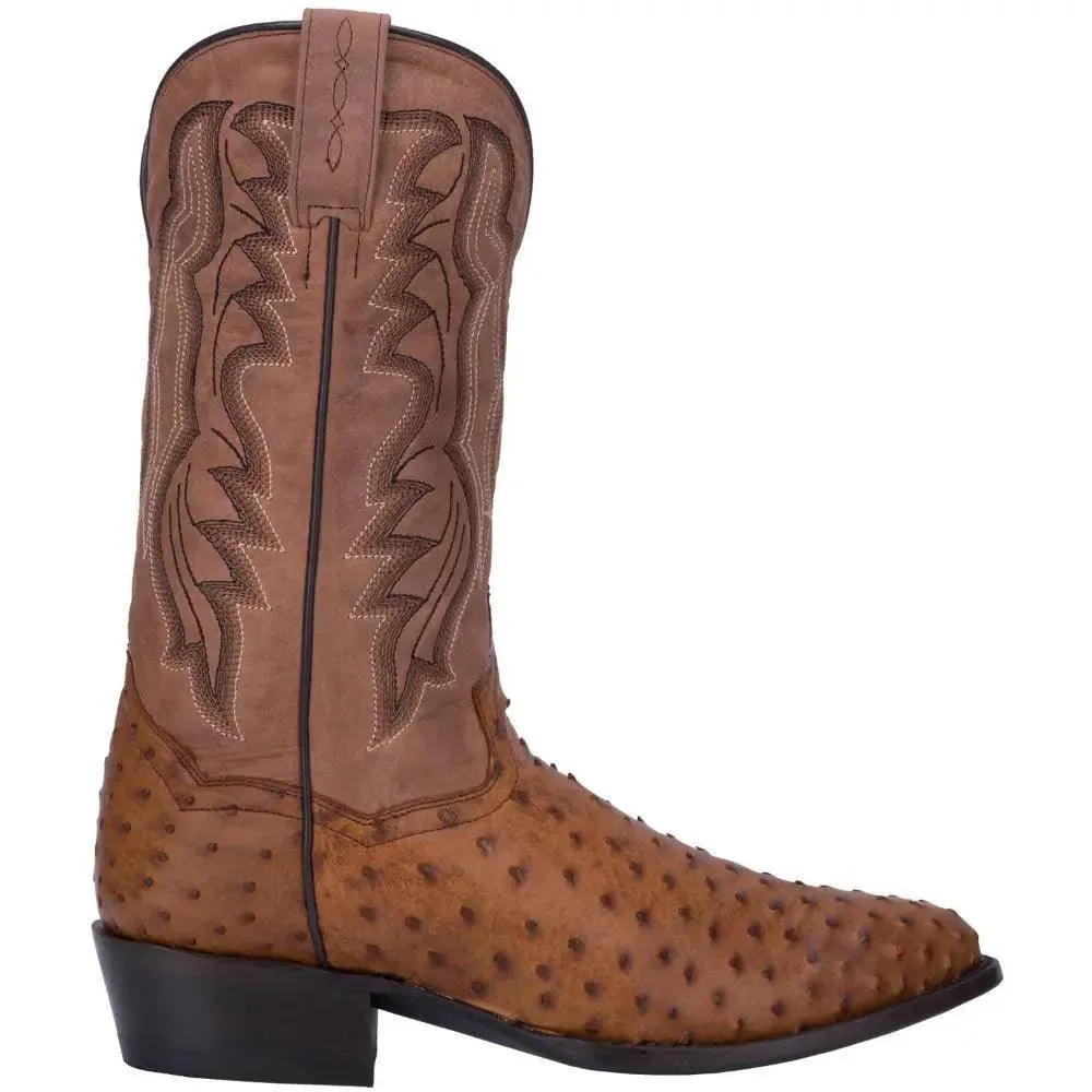 Dan Post  Saddle Brown-Chocolate Tempe Full Quill Ostrich Boot DP2323