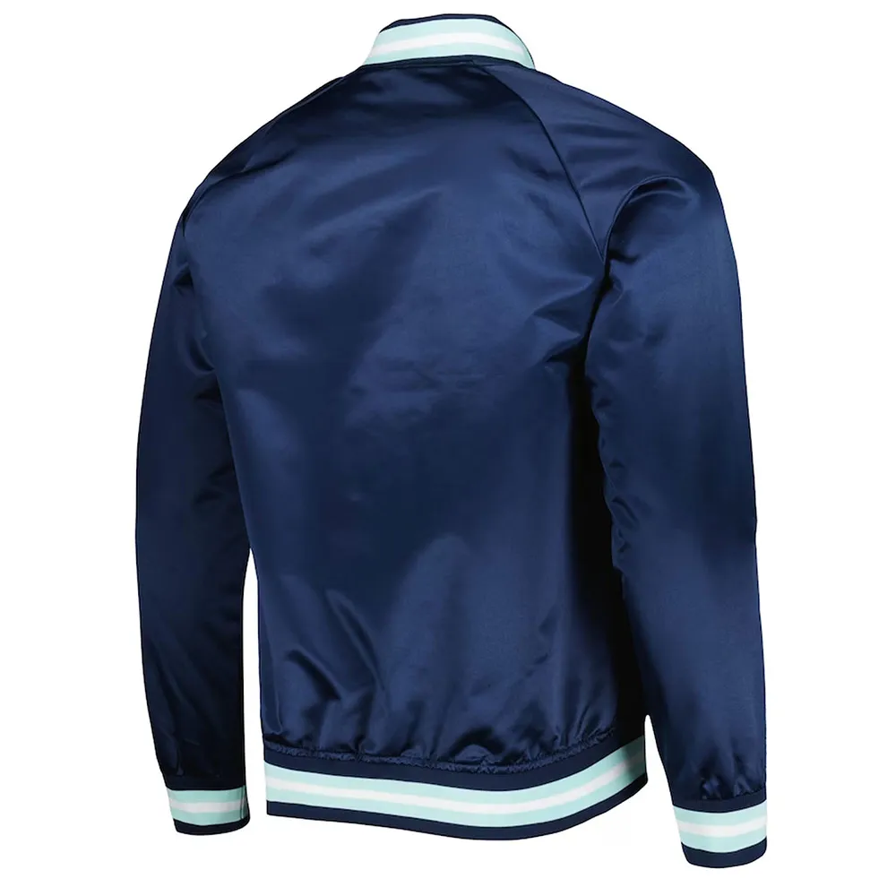 Deep Sea Blue Seattle Kraken Full-Snap Raglan Satin Jacket