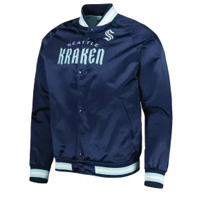 Deep Sea Blue Seattle Kraken Full-Snap Raglan Satin Jacket