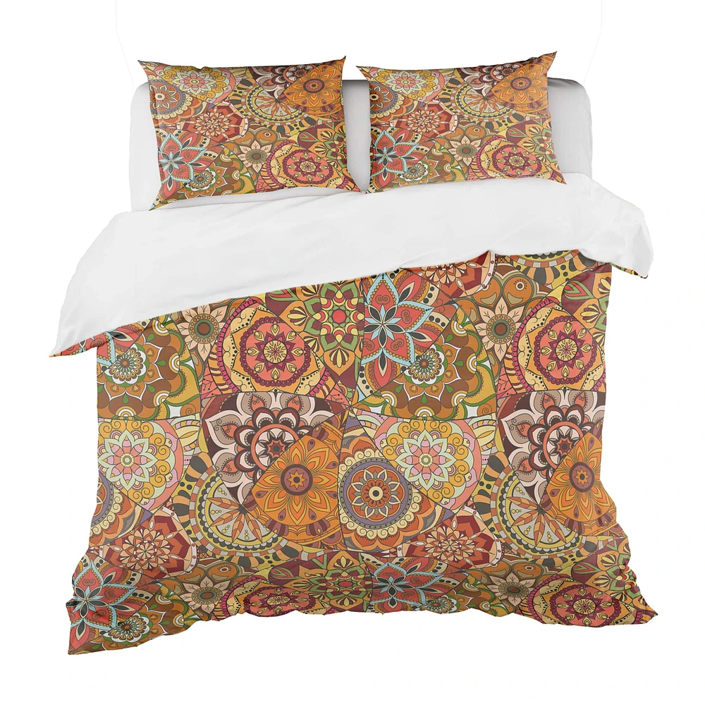 Designart Pattern Tile with Mandalas Bohemian & Eclectic Duvet Cover Set