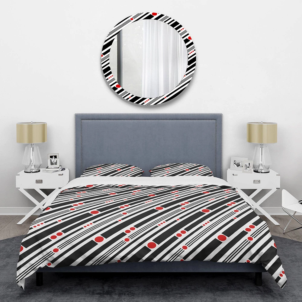 Designart 'Retro Geometrical Abstract Minimal Pattern XII' Mid-Century Duvet Cover Set