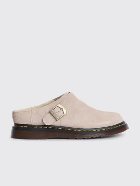 Dr. Martens Isham Buckle Mule Napped Suede Vintage Taupe