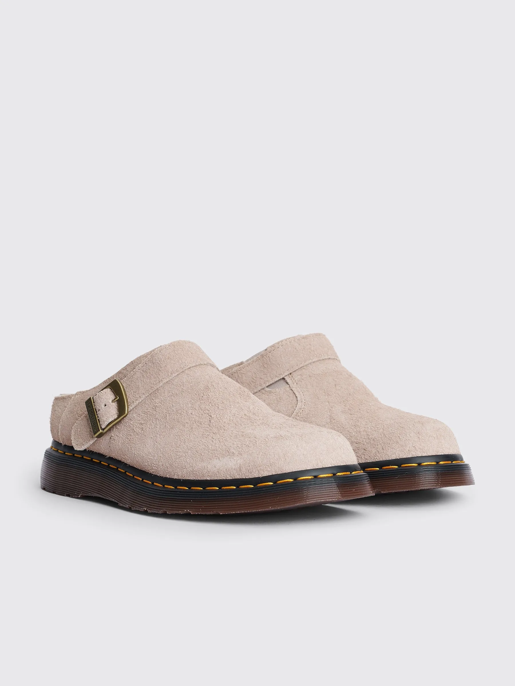 Dr. Martens Isham Buckle Mule Napped Suede Vintage Taupe