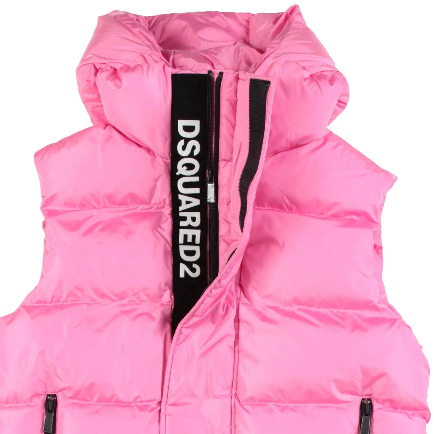 Dsquared2 Pink Quilted Nylon Vest For Teen Girls