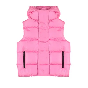 Dsquared2 Pink Quilted Nylon Vest For Teen Girls