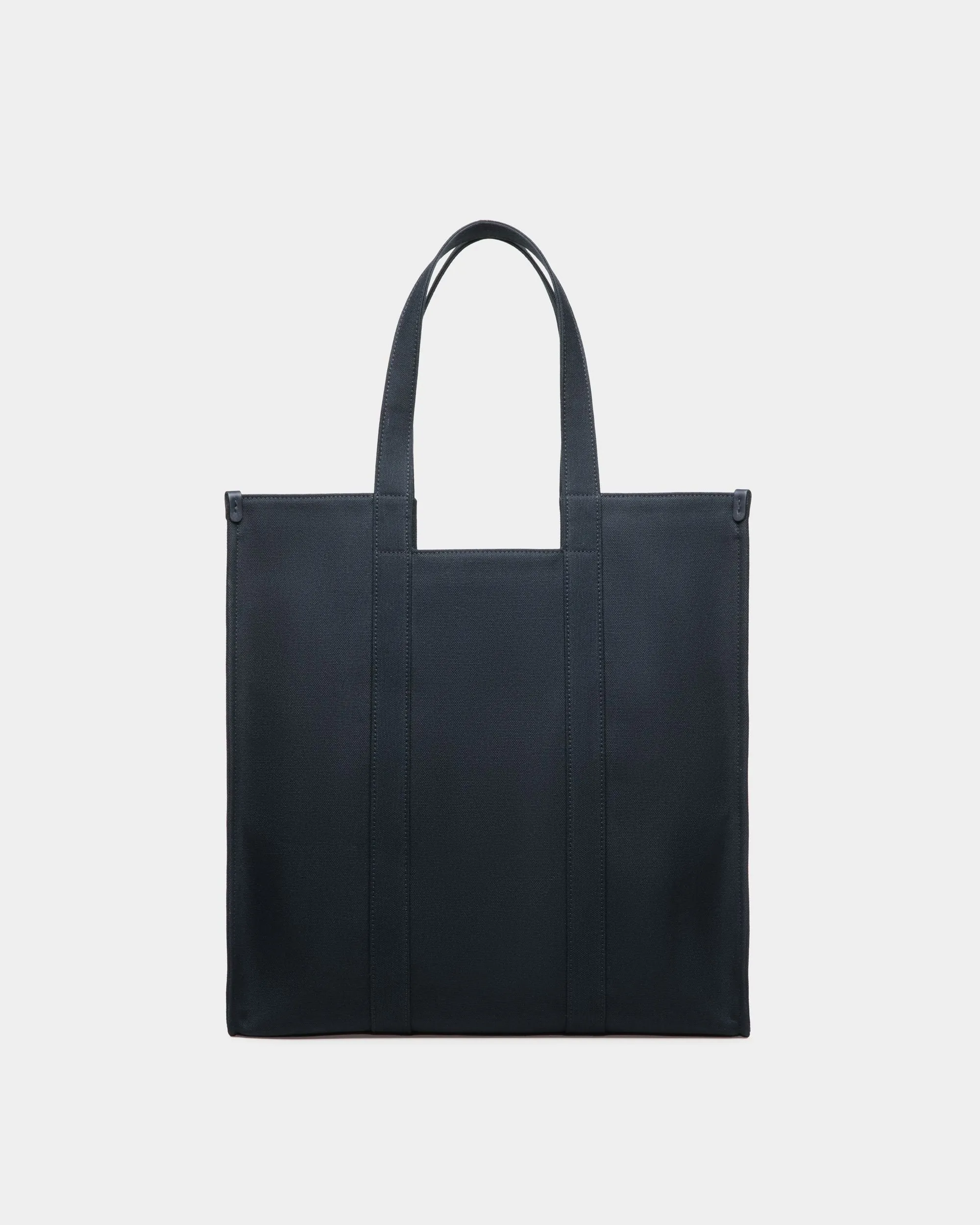 Easy Bally Tote In Navy Blue Cotton Canvas