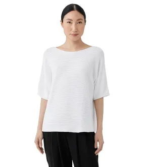 Eileen Fisher Bateau Neck Elbow Sleeve Pullover