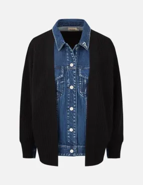 Fabric Blocking Denim Shirt Jacket