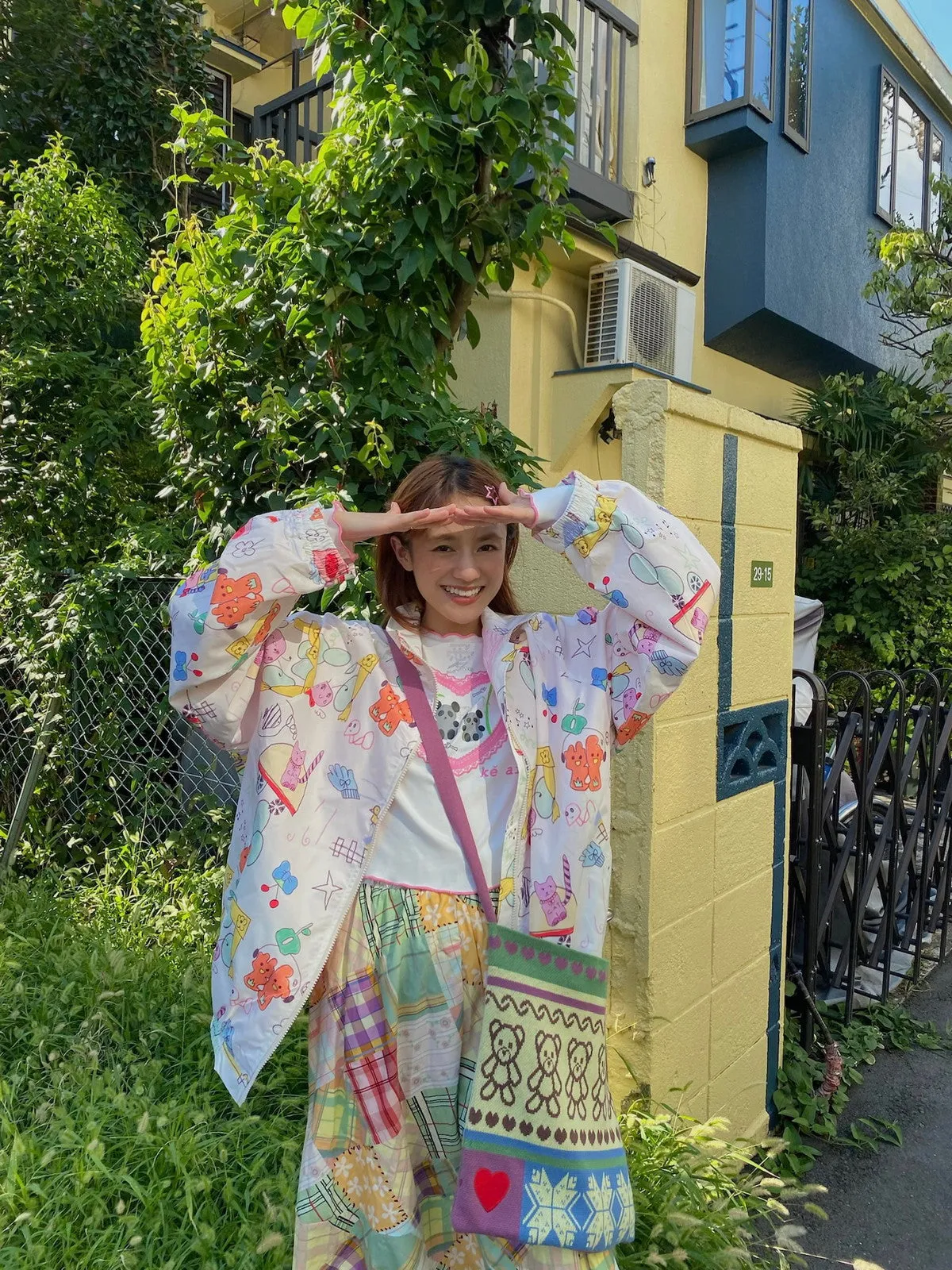 Fancy Graffiti Colorful Cute Oversize Windbreaker