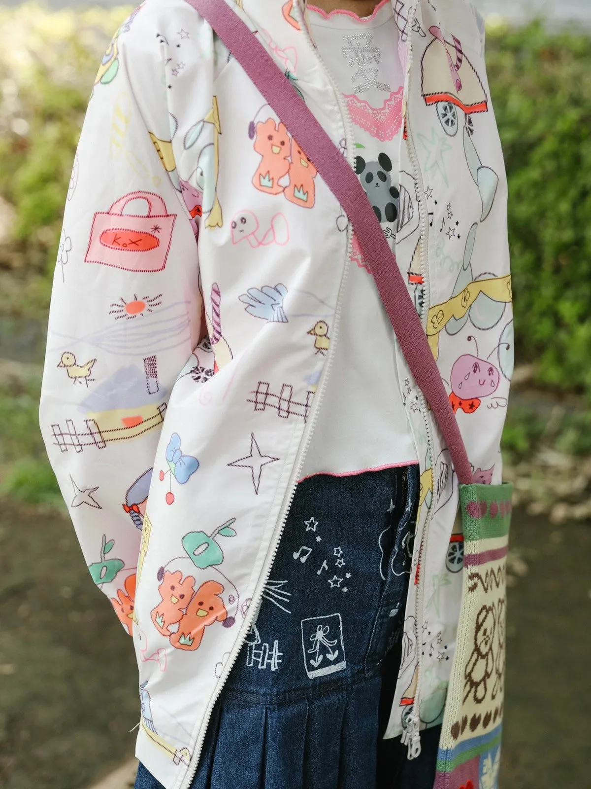 Fancy Graffiti Colorful Cute Oversize Windbreaker