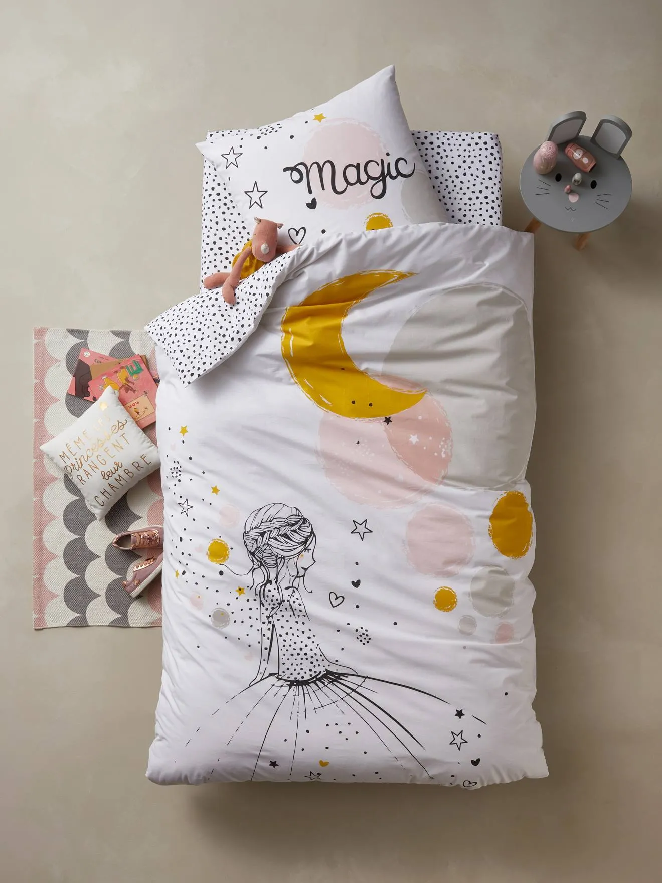 Fitted Sheet for Children, PRINCESSE & PETITS POIS - white/print