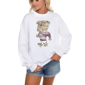 Gameday Couture Mississippi State Bulldogs Women's White Run It Back Perfect Crewneck Pullover Sweatshirt