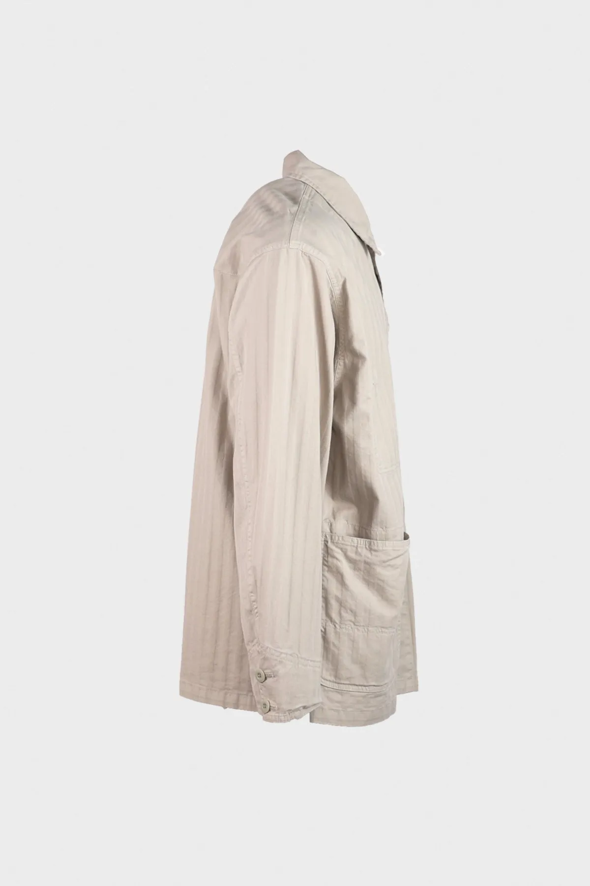 Garment Dye Wide Herringbone Coverall Jacket - Gray/Beige