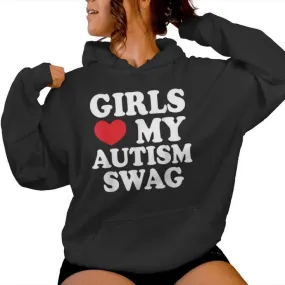 Girls Love My Autism Swag Autistic Man Boy Awareness Women Hoodie