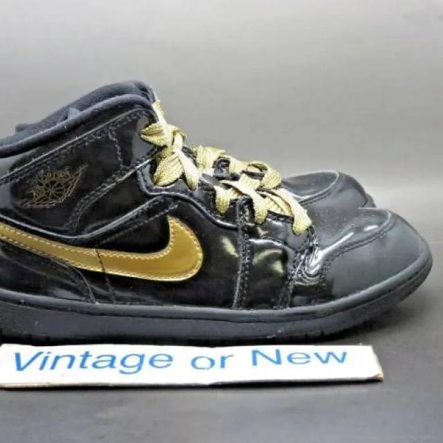 Girls Nike Air Jordan I 1 Phat Black Metallic Gold PS 20...