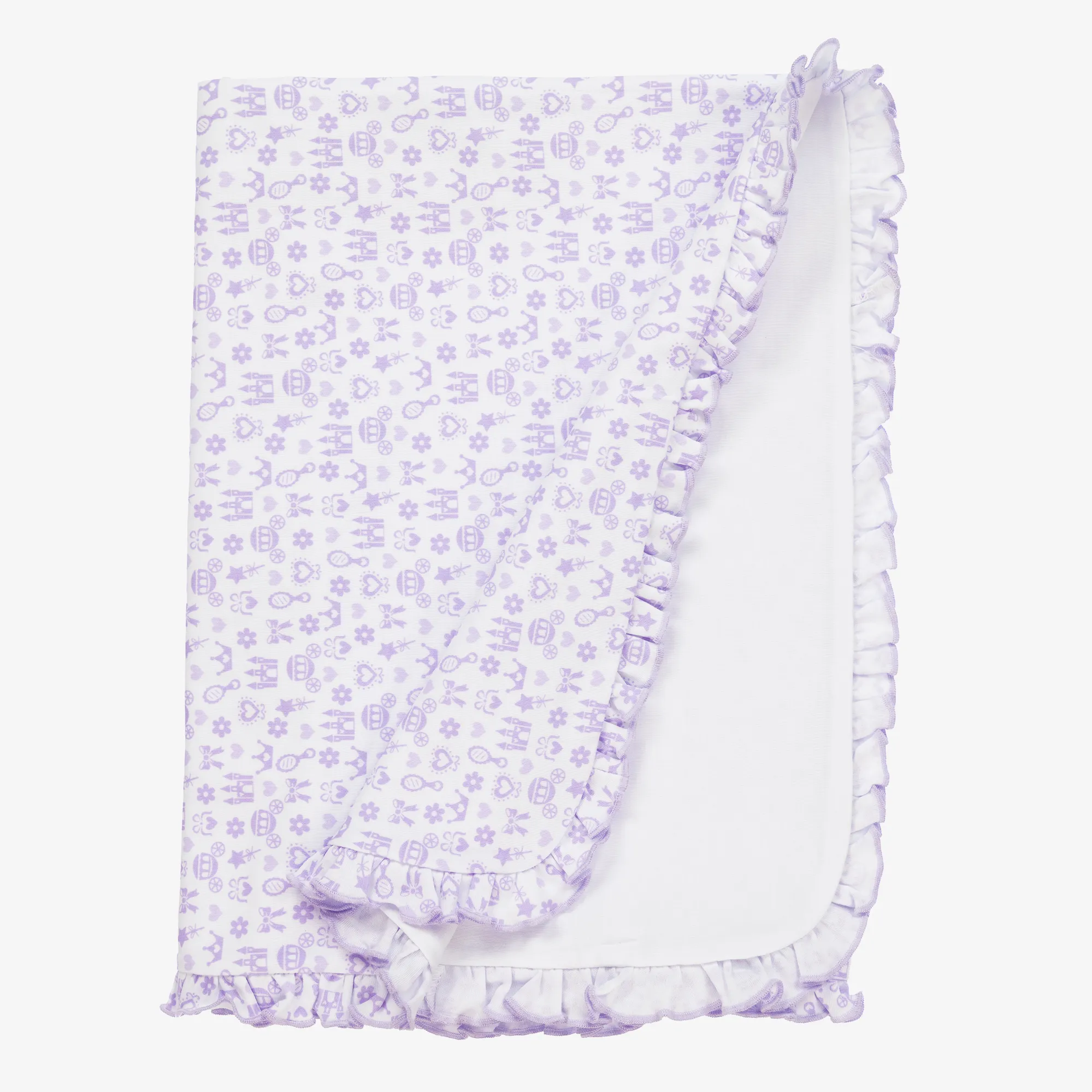 Girls Purple Cotton Royal Details Blanket (73cm)