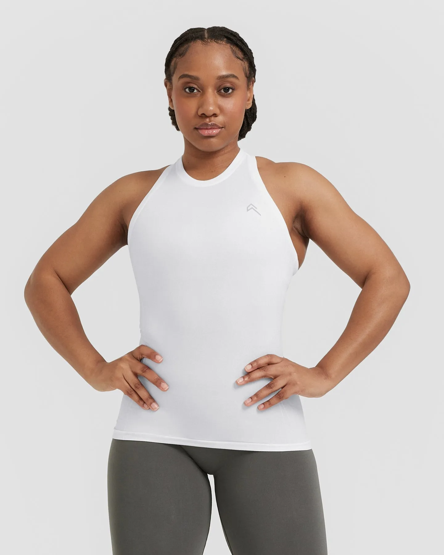 Go To Seamless Fitted High Neck Vest | White