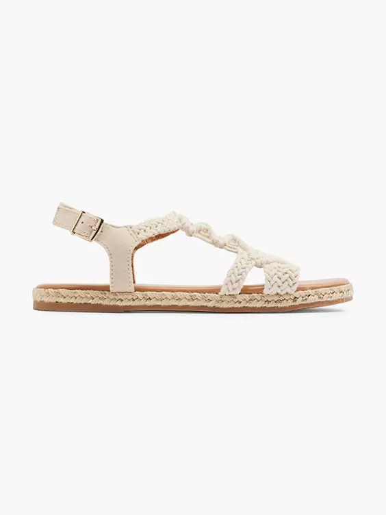 Graceland  Beige Braided Detail Ankle Strap Sandals