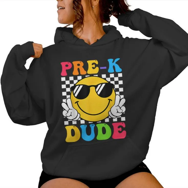 Groovy Pre-K Dude First Day Of Preschool Back To School Women Hoodie